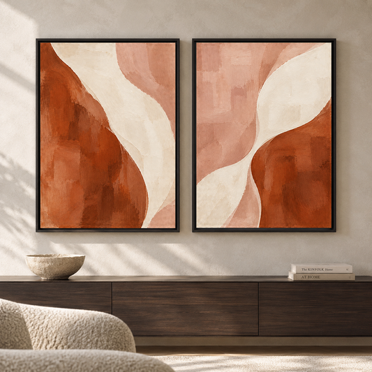 Terracotta and Blush Abstract Wall Art Set of 2