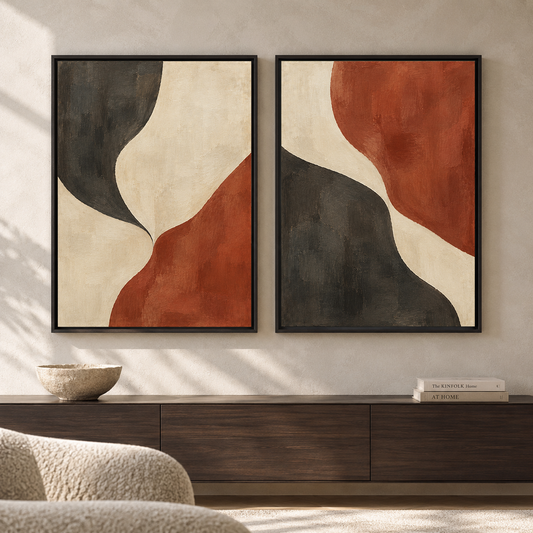 Terracotta Black Abstract Wall Art Set of 2