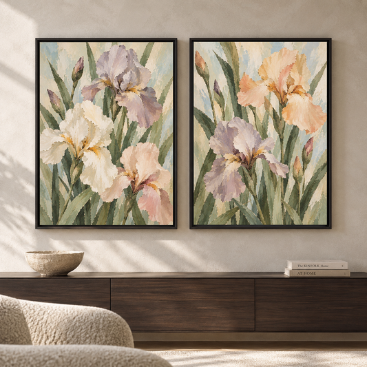 Botanical Iris Wall Art Set of 2 for Elegant Contemporary Interiors