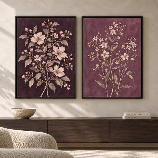 Romantic Blossom Garden Canvas Wall Art Set of 2 for Elegant Homes