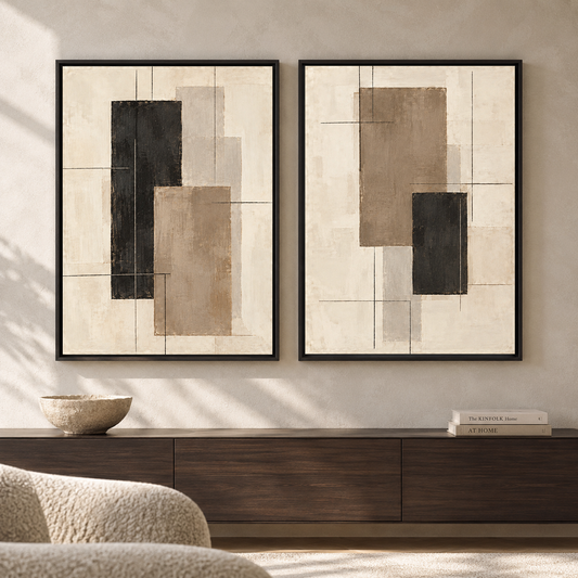Architectural Balance Geometric Canvas Wall Art Set of 2