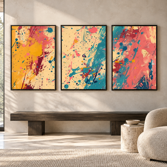 Vibrant Abstract Canvas Wall Art Set of 3 for Modern Interiors