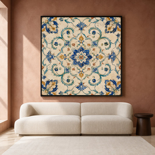 Cobalt Garden Medallion Indian Floral Ethnic Bohemian Wall Art