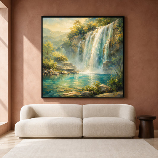 Serene Waterfall Vastu Nature Peaceful Canvas Wall Art
