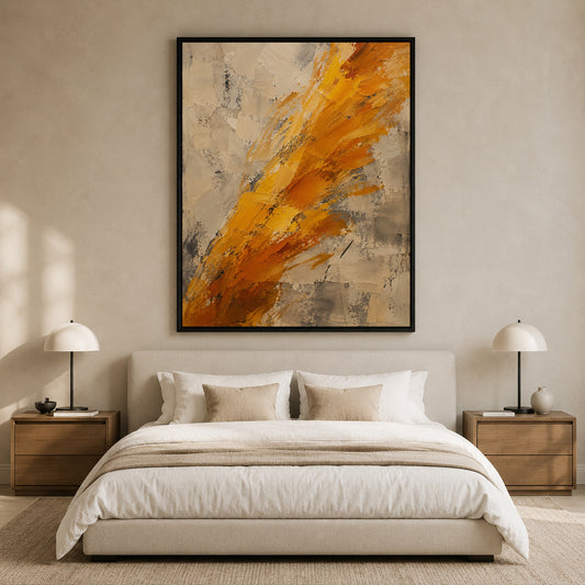 Golden Brushstrokes Abstract Canvas Art Warm Neutral Contemporary Painting