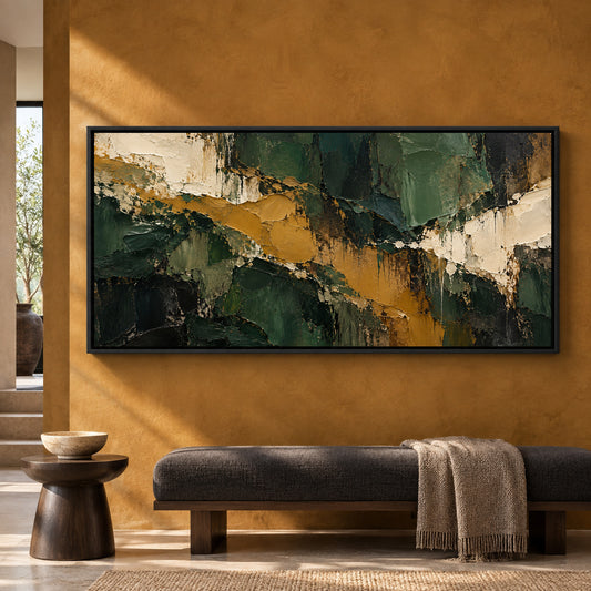 Emerald Passage Abstract Panoramic Textured Canvas Art