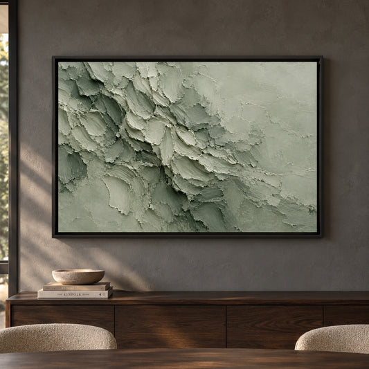 Sage Green Monochrome Textured Abstract Canvas Art