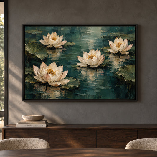Lotus Reflections Textured Botanical Canvas Art