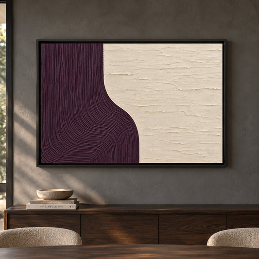 Plum Flow Sculptural Textured Abstract Canvas Art