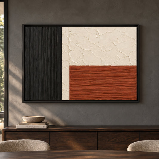 Terracotta Grid Modern Textured Abstract Canvas Art
