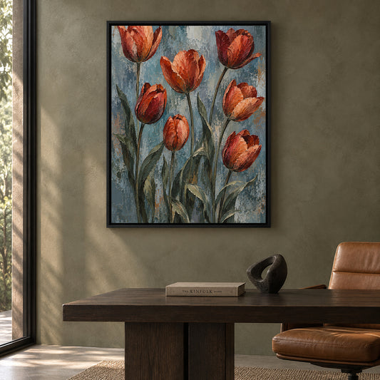 Burnished Tulips Textured Botanical Canvas Art