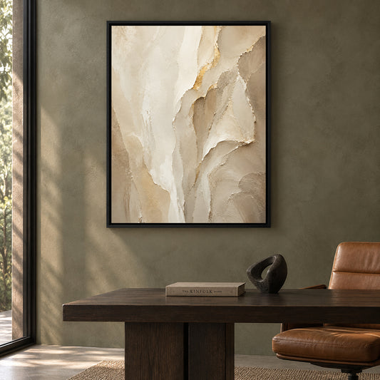 Ivory Stone Relief Textured Abstract Canvas Art
