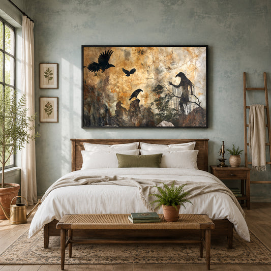 Dark Gothic Raven Canvas Wall Art