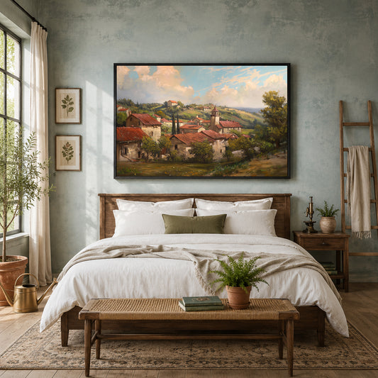 Vintage European Village Canvas Wall Art