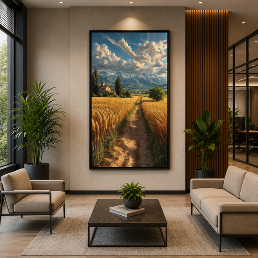 Golden Wheat Field Landscape Canvas Wall Art for Home Decor