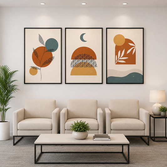Boho Abstract Canvas Wall Art Set of 3