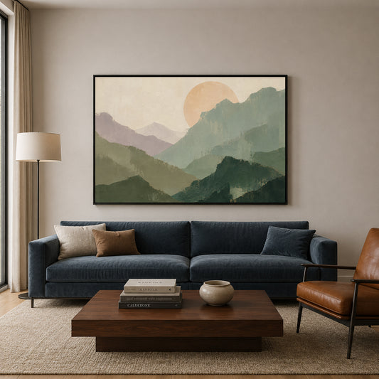 Quiet Horizon Mountain Landscape Canvas Art