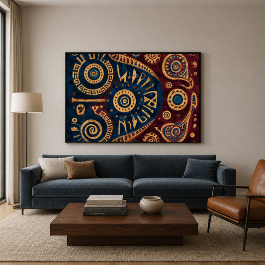 Indian Tribal Geometric Abstract Canvas Art