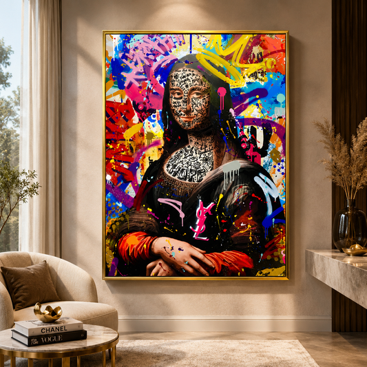 Modern Graffiti Mona Lisa Wall Art Colorful Canvas Painting