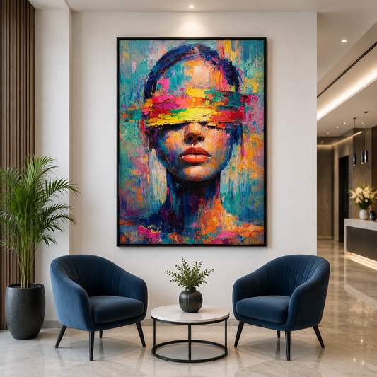 Abstract Blindfold Woman Canvas Wall Art