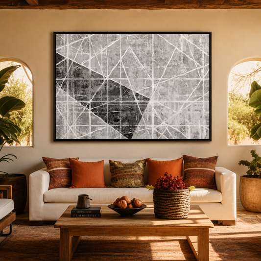Black White Geometric Abstract Canvas Wall Art for Modern Home Decor