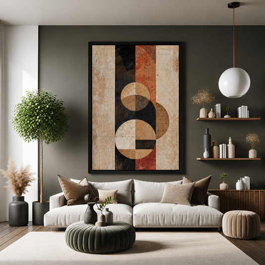 Modern Geometric Abstract Canvas Wall Art Vertical Living Room Decor