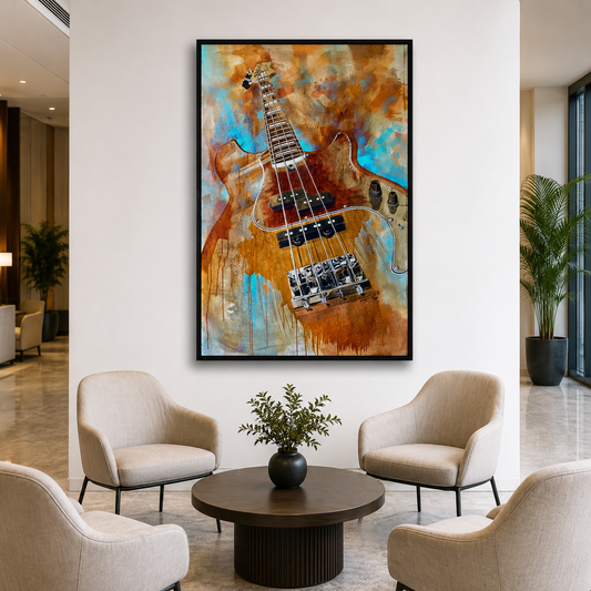 Abstract Bass Guitar Canvas Wall Art
