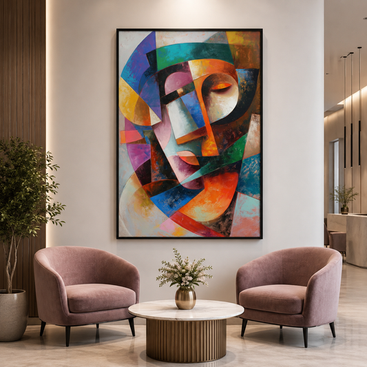 Abstract Cubist Face Canvas Wall Art