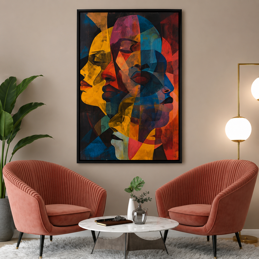 Abstract Faces Canvas Wall Art Colorful Modern Portrait Painting Decor