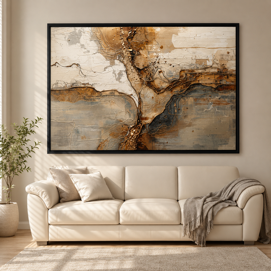 Luxury Neutral Abstract Canvas Wall Art Textured Modern Painting