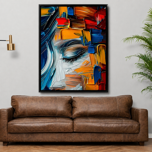 Abstract Woman Portrait Canvas Wall Art Colorful Modern Face Painting