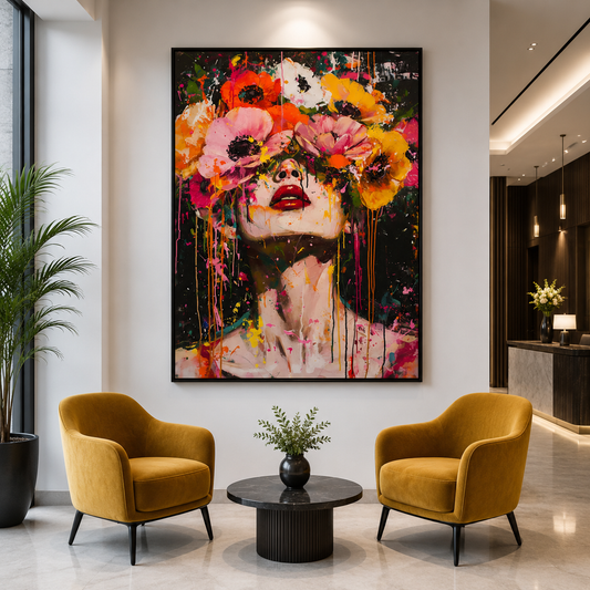 Abstract Floral Woman Canvas Wall Art