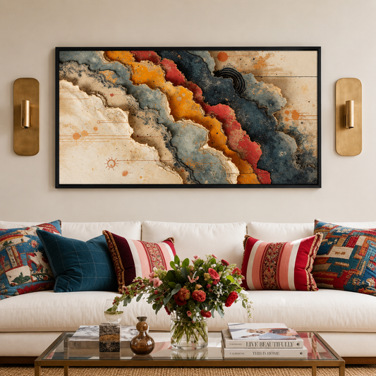 Colorful Abstract Canvas Wall Art Modern Geometric Living Room Decor