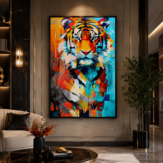 Colorful Tiger Maximalist Wall Art