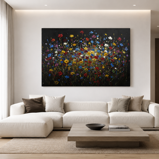 Colorful Wildflower Canvas Wall Art Modern Floral Painting Decor Home