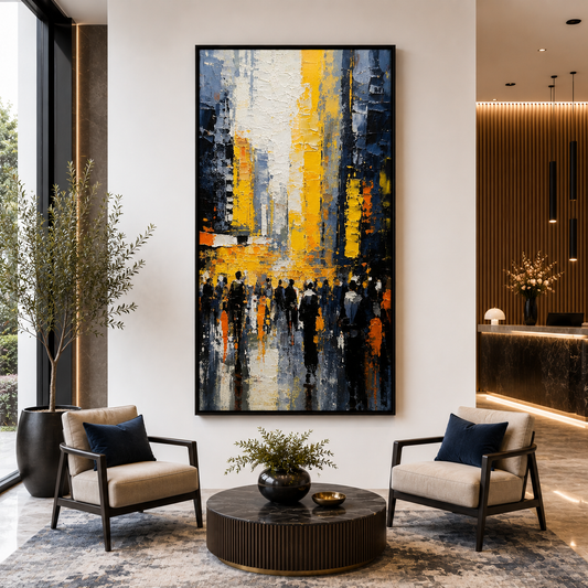 Abstract Cityscape Canvas Wall Art Modern Urban Skyline Painting Decor