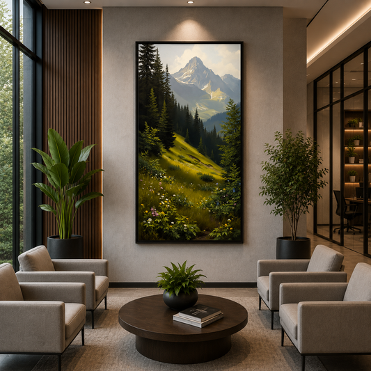 Mountain Valley Landscape Canvas Wall Art for Elegant Interiors