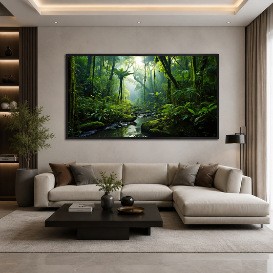 Lush Rainforest Stream Canvas Wall Art
