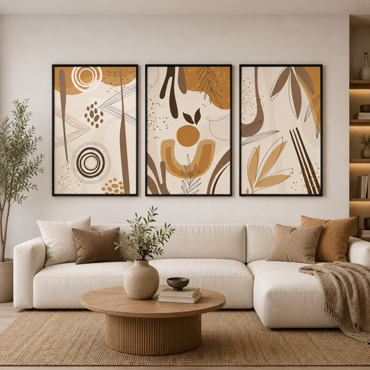 Abstract Botanical Canvas Wall Art Set
