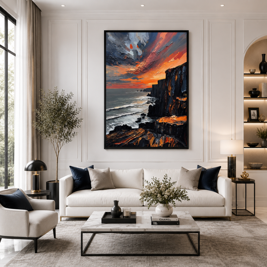 Coastal Cliff Sunset Canvas Wall Art