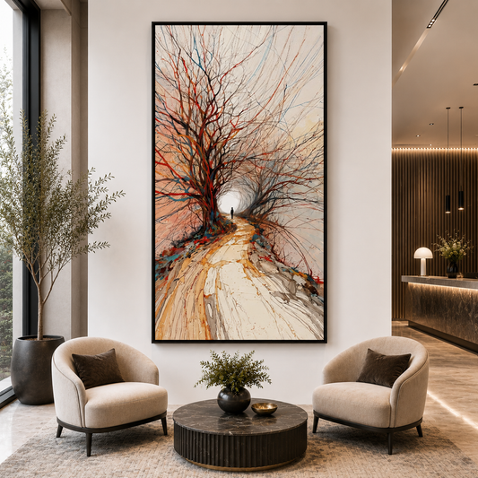 Abstract Tree Path Canvas Wall Art Modern Landscape Painting Decor