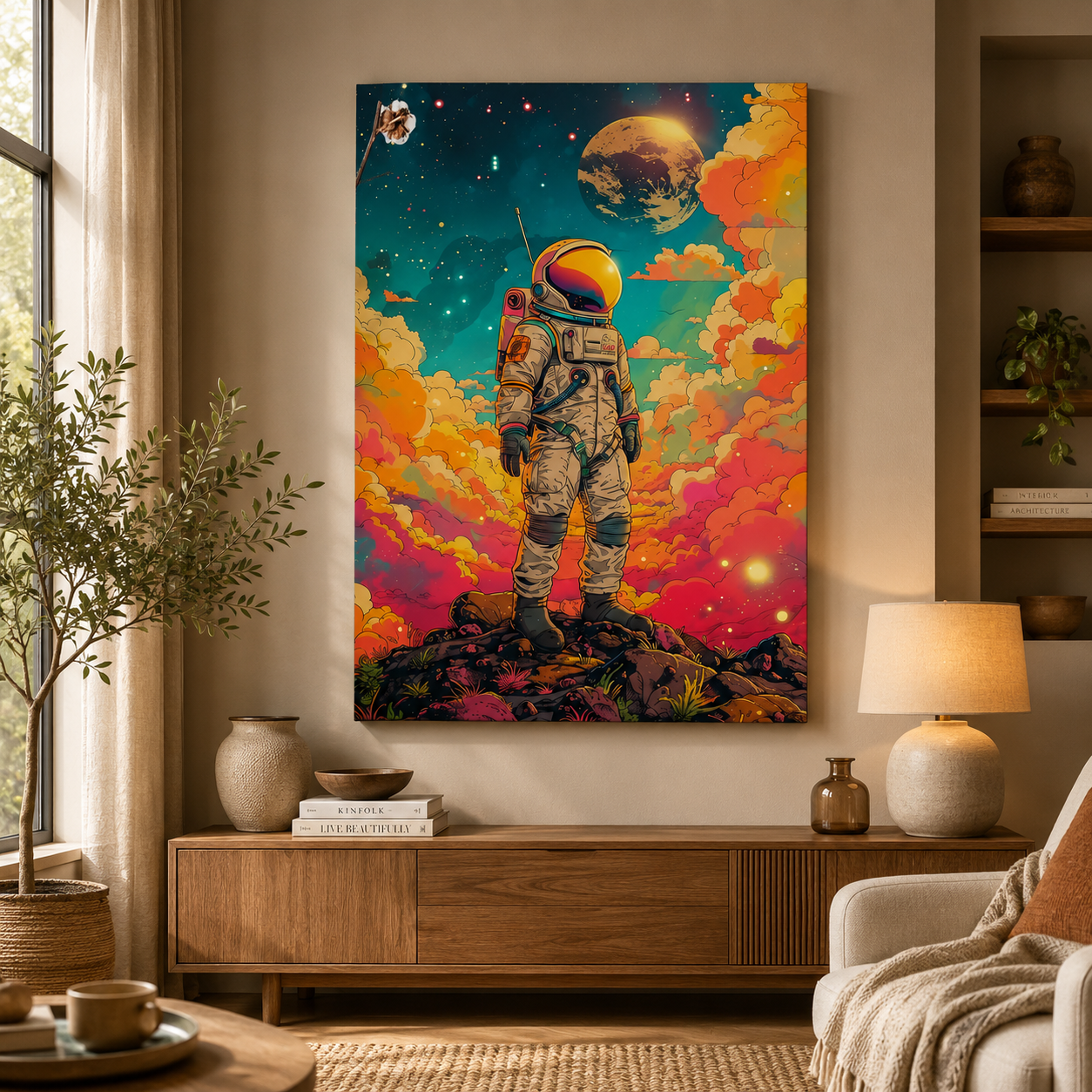 Master Flame Space Themed Wall Art Canvas Painting for Decor