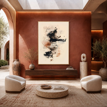 Modern Neutral Abstract Brush Stroke Canvas Wall Art
