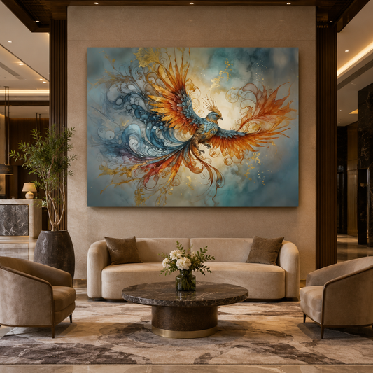 Phoenix Vastu Painting Luxury Artwork for Wealth and Positivity