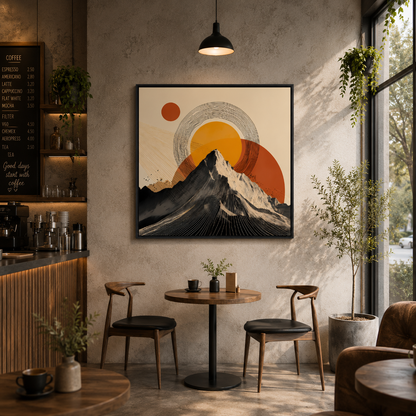 Solar Peak Abstract Mountain Wall Art – Modern Geometric Canvas