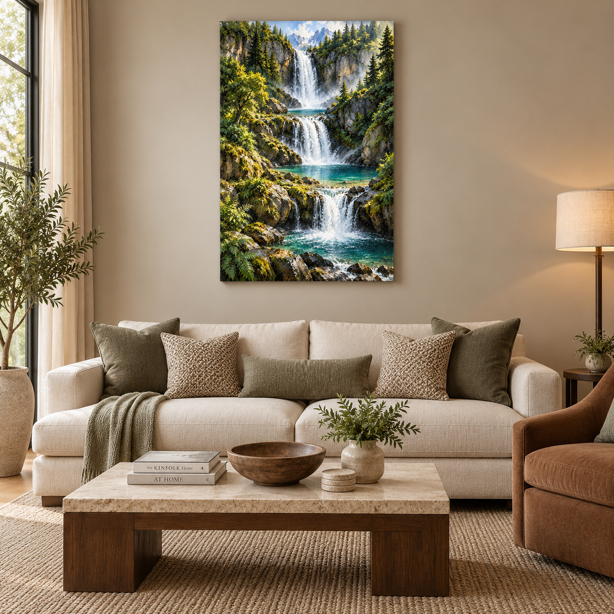 Hidden Paradise Waterfall Nature Canvas Wall Art