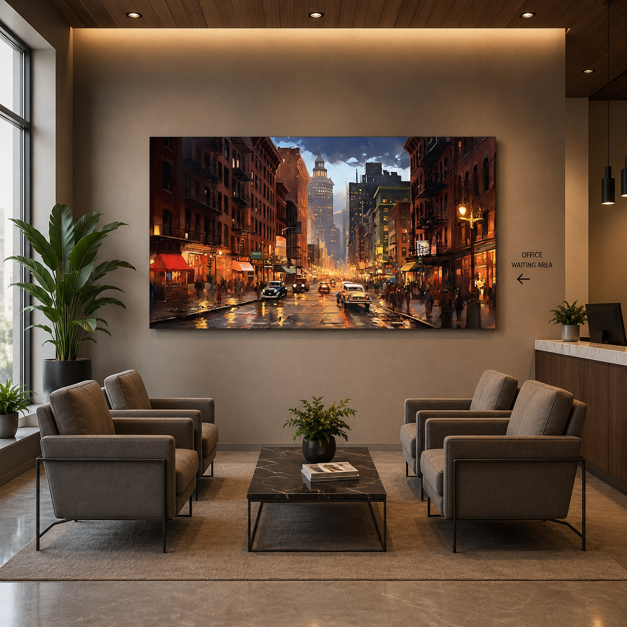 Modern Urban Cityscape Canvas Painting for Luxury Wall Decor