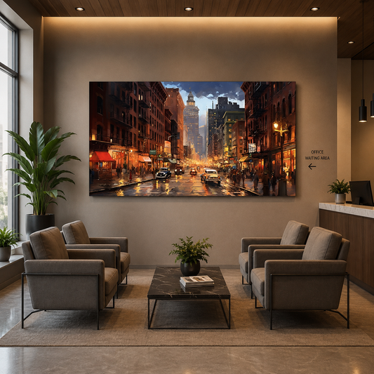 Modern Urban Cityscape Canvas Painting for Luxury Wall Decor