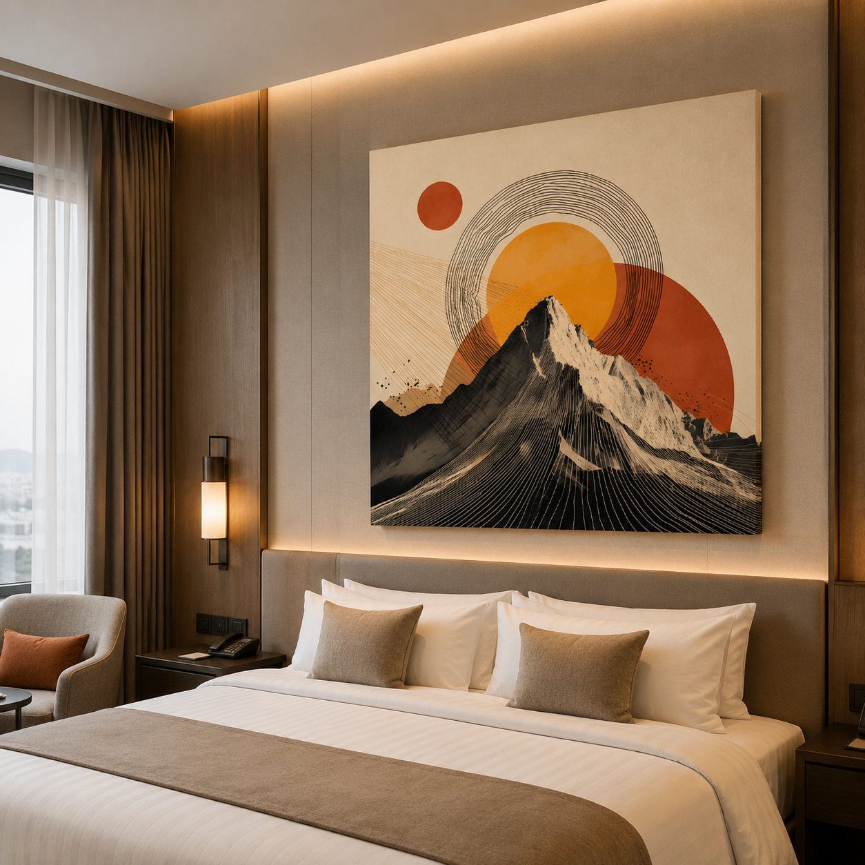 Solar Peak Abstract Mountain Wall Art – Modern Geometric Canvas