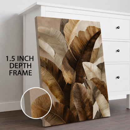 Neutral Tropical Leaves Canvas Wall Art Painting